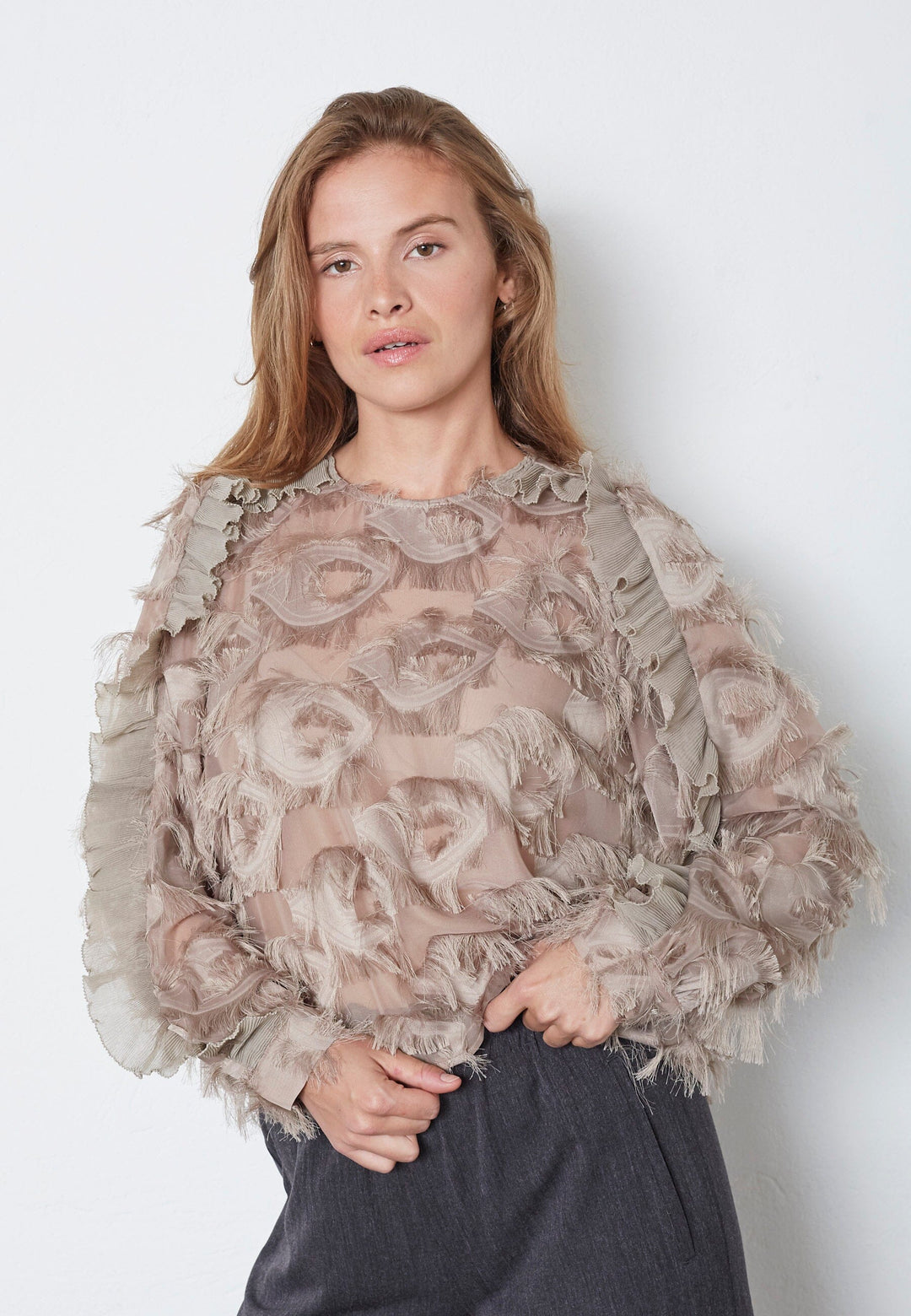 Co´Couture - Syracc Structure Blouse 35978 - 154 - Walnut Bluser 