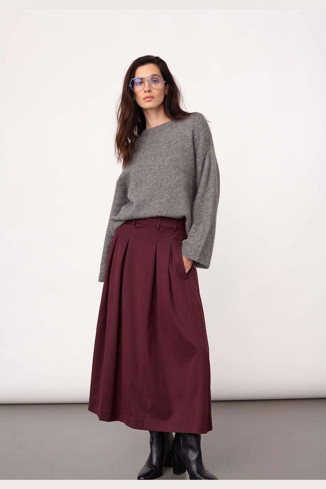 Co´Couture - Terrycc Pleat Skirt 500363 - 30005 - Wine Red