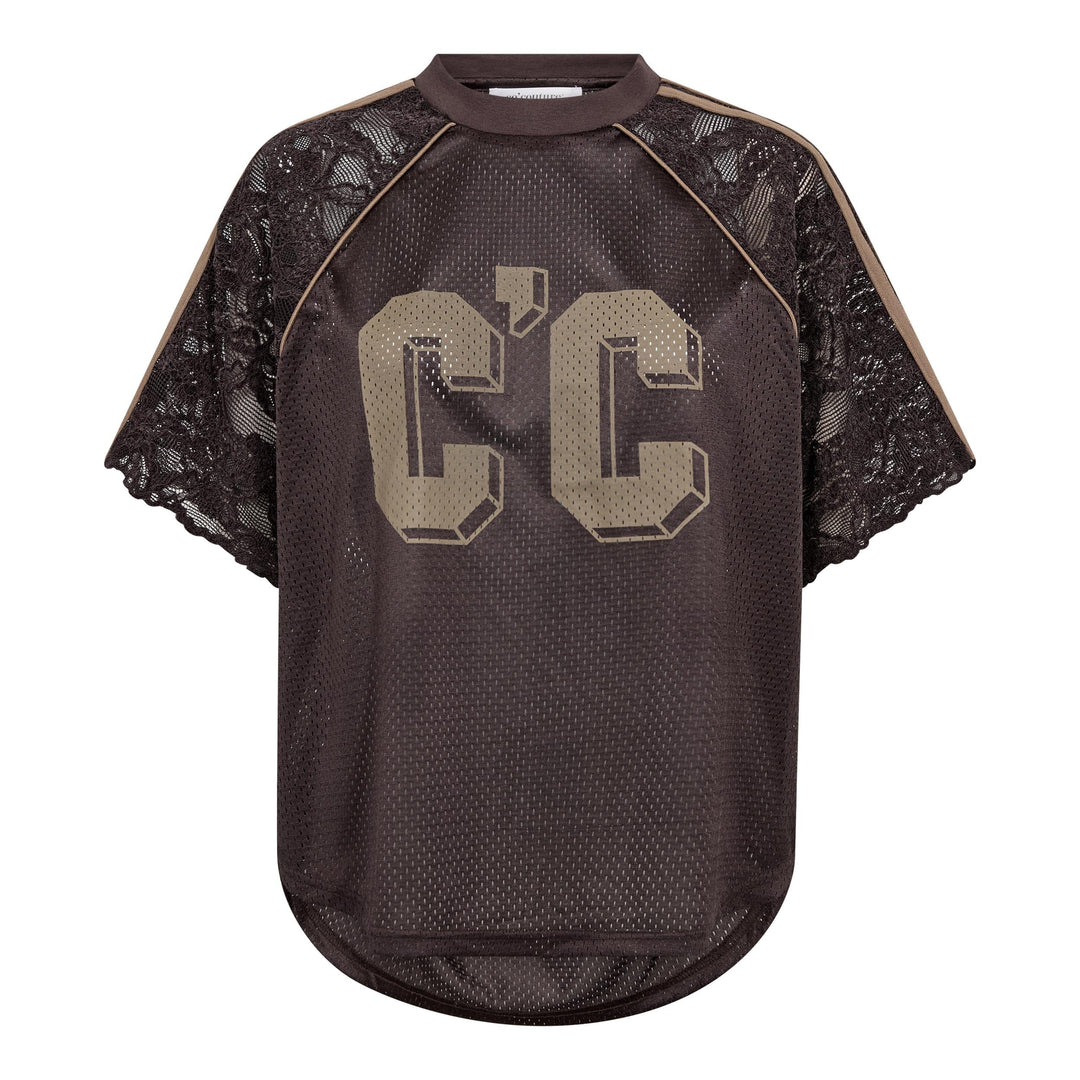 Co´Couture - Treycc Logo Lace Tee 500205 - 20003 - Dark Brown T-shirts 