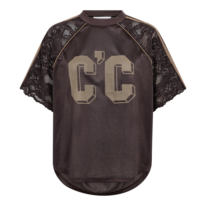 Co´Couture - Treycc Logo Lace Tee 500205 - 20003 - Dark Brown T-shirts 
