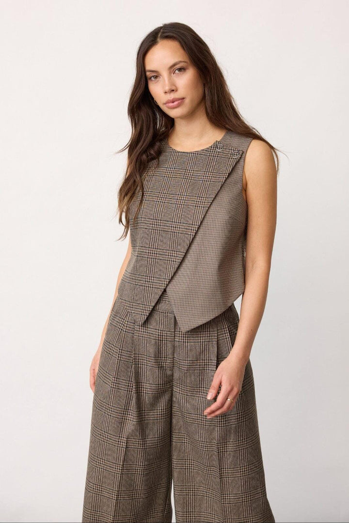 Co´Couture - Veyacc Check Wrap Vest 500142 - 20002 - Brown Veste 
