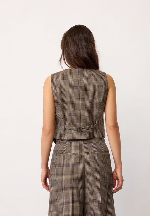 Co´Couture - Veyacc Check Wrap Vest 500142 - 20002 - Brown Veste 