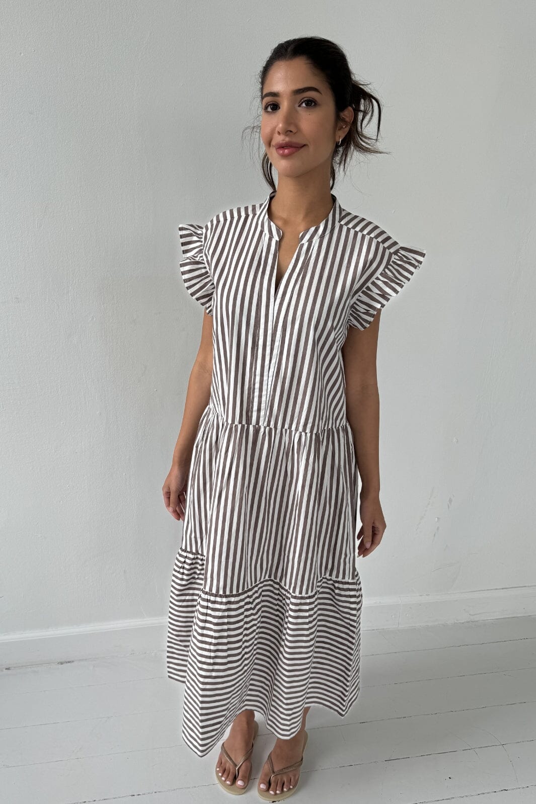 Continue - Bea Brown Dress 14948 - Brown Stripe