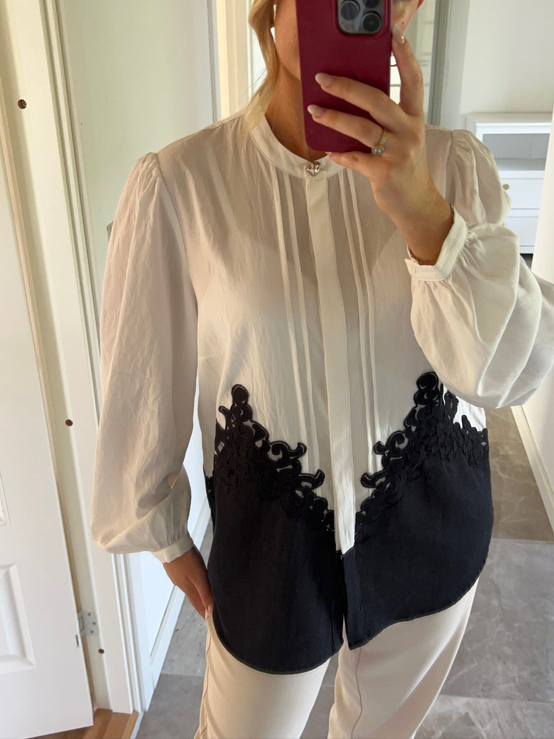 Dear Molly - Block Shirt - White With Black Skjorter 