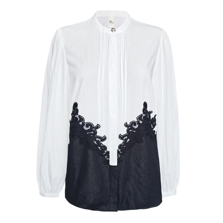 Dear Molly - Block Shirt - White With Black Skjorter 