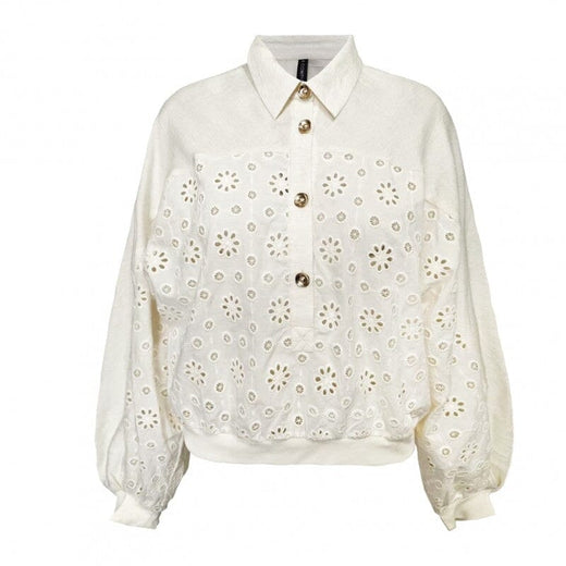 Dear Molly - Broderi Bomber Shirt Ch163299b - Off White Skjorter 