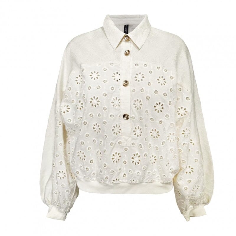Dear Molly - Broderi Bomber Shirt Ch163299b - Off White Skjorter 