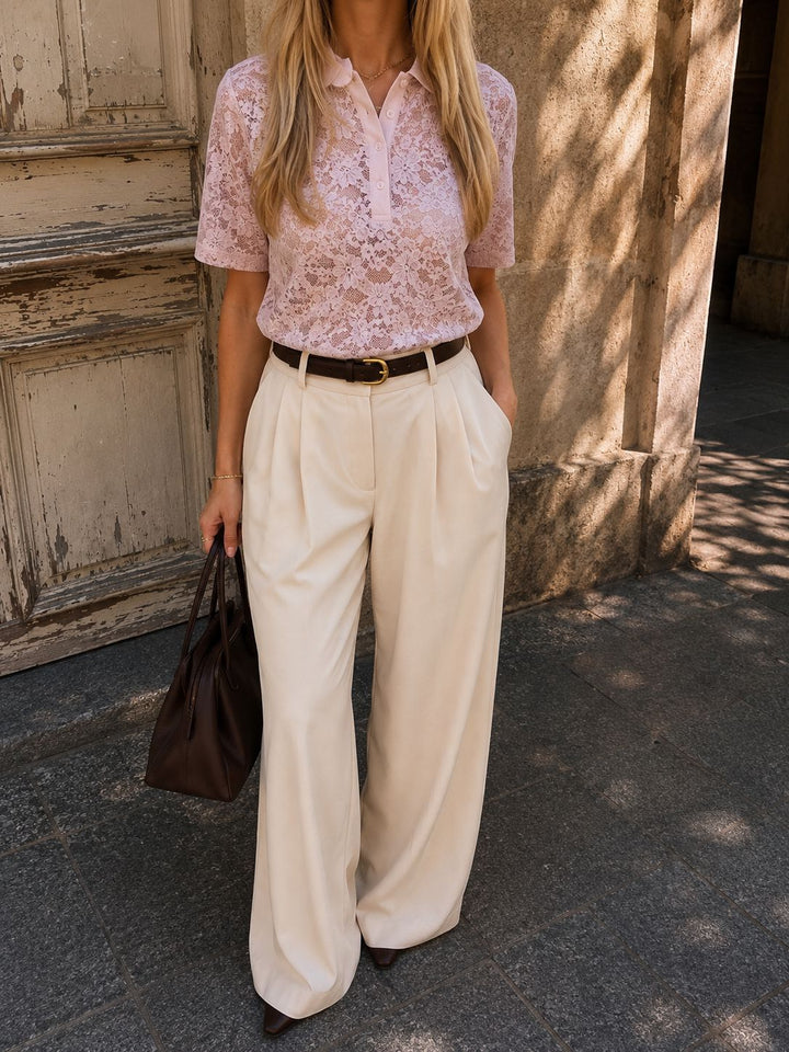 Dear Molly - Broderi Polo Shirt - Pink Skjorter 