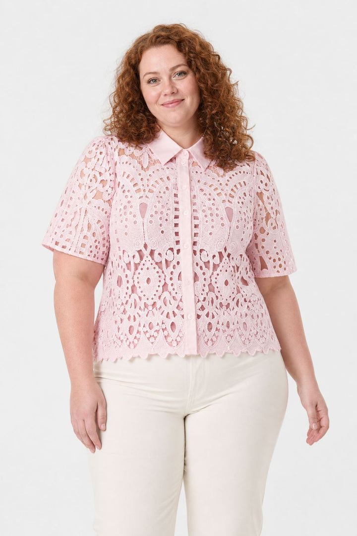 Dear Molly - Broderi Skjorte Ch168459b - Pink - XXL