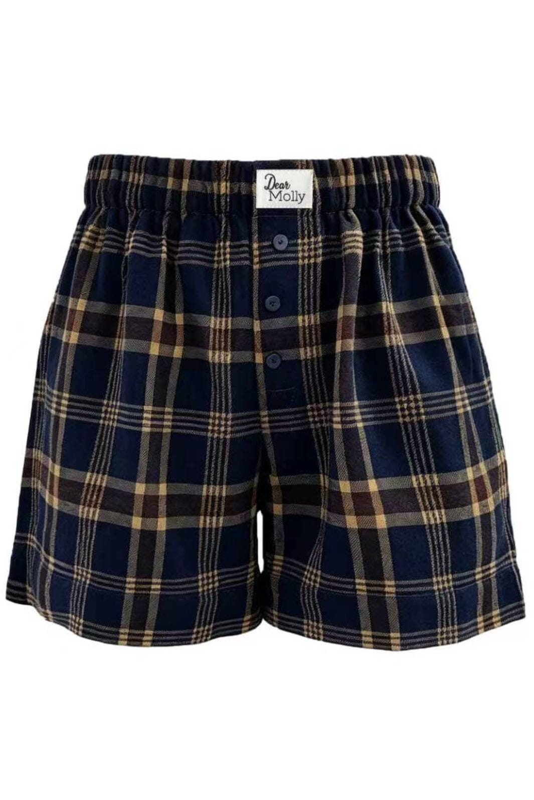 Dear Molly - Grethe Shorts - Brown Blue Checker Shorts 