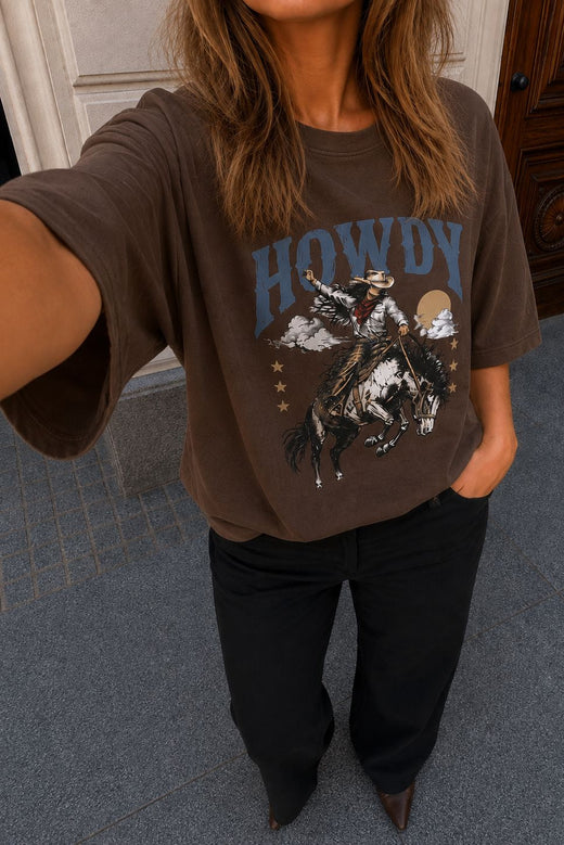 Dear Molly - Howdy T-Shirt Ch170408b - Chocolate Brown T-shirts 