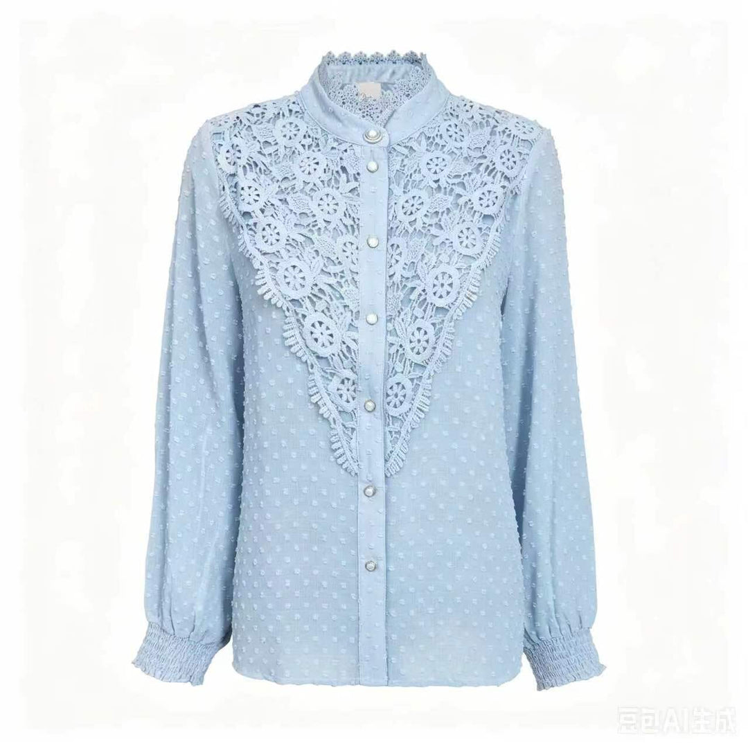 Dear Molly - Leah Lace Shirt 137099B - Blue Toppe 