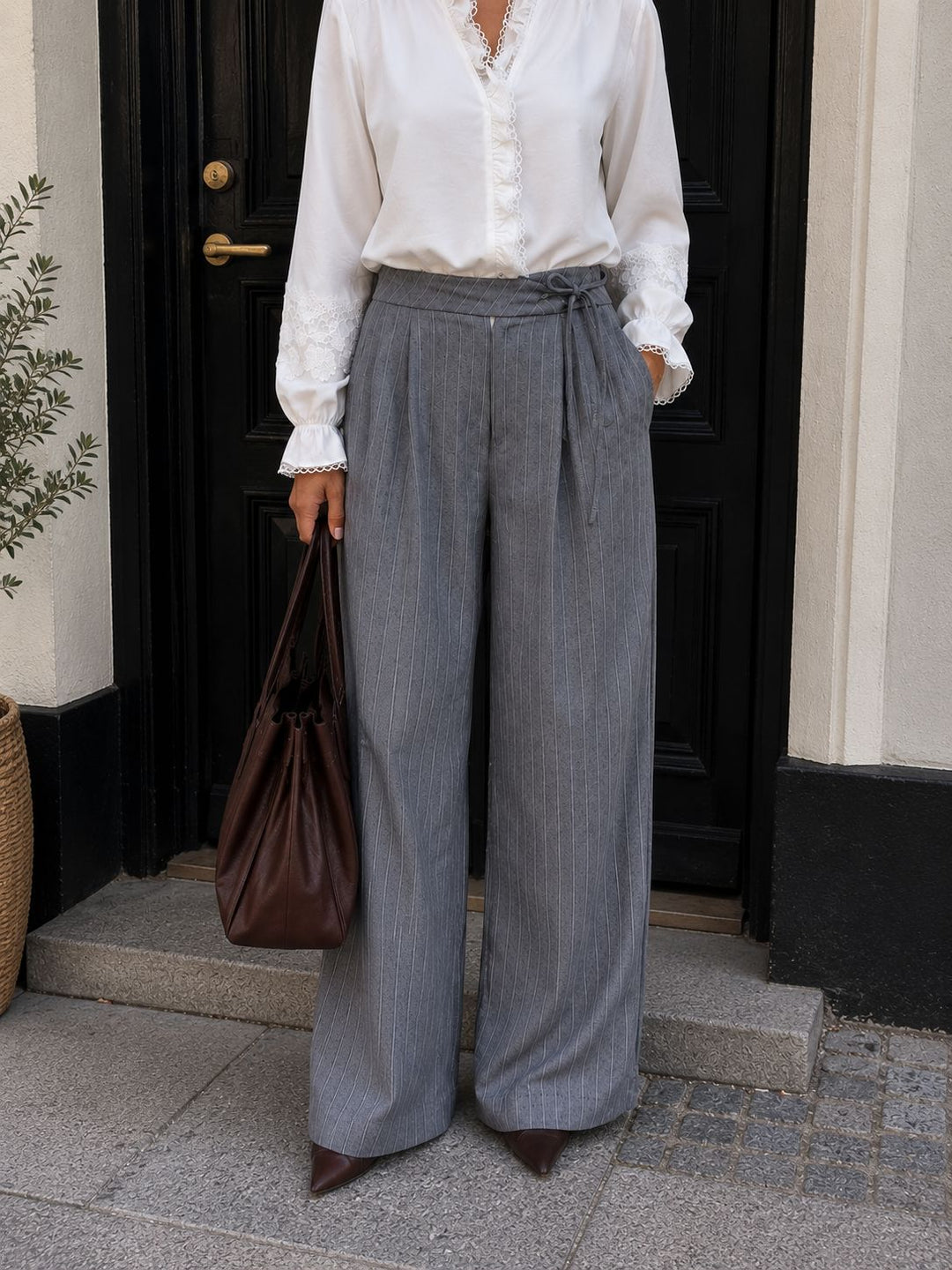 Dear Molly - Lise Pant Pants Ch165147c - Grey Stripe Bukser 