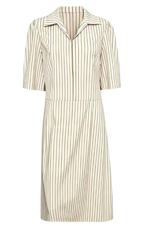 Dear Molly - Shirt Dress - White And Brown Stripe Kjoler 