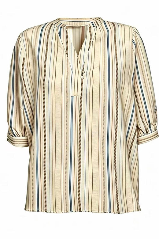 Dear Molly - Stripe Shirt - beige, And Blue And Brown Skjorter 