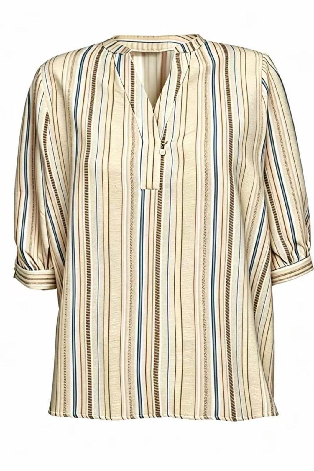 Dear Molly - Stripe Shirt - beige, And Blue And Brown Skjorter 
