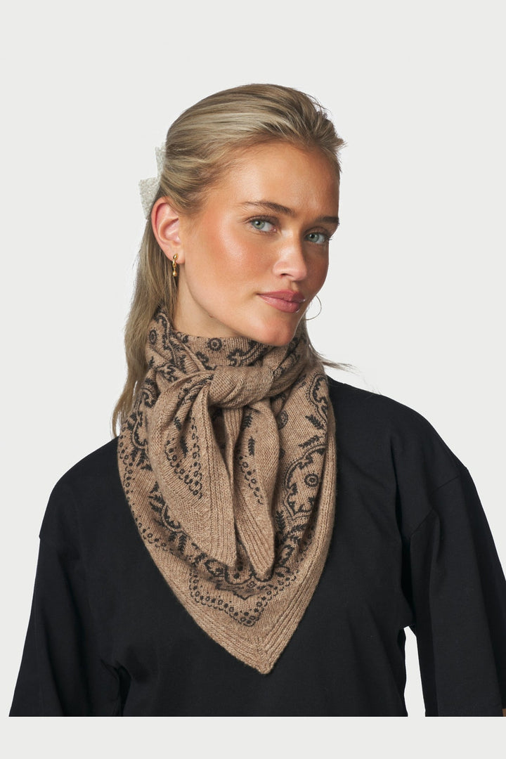 Neo Noir - Lolana Paisley Knit Scarf 170741 - 976 - Beige Melange