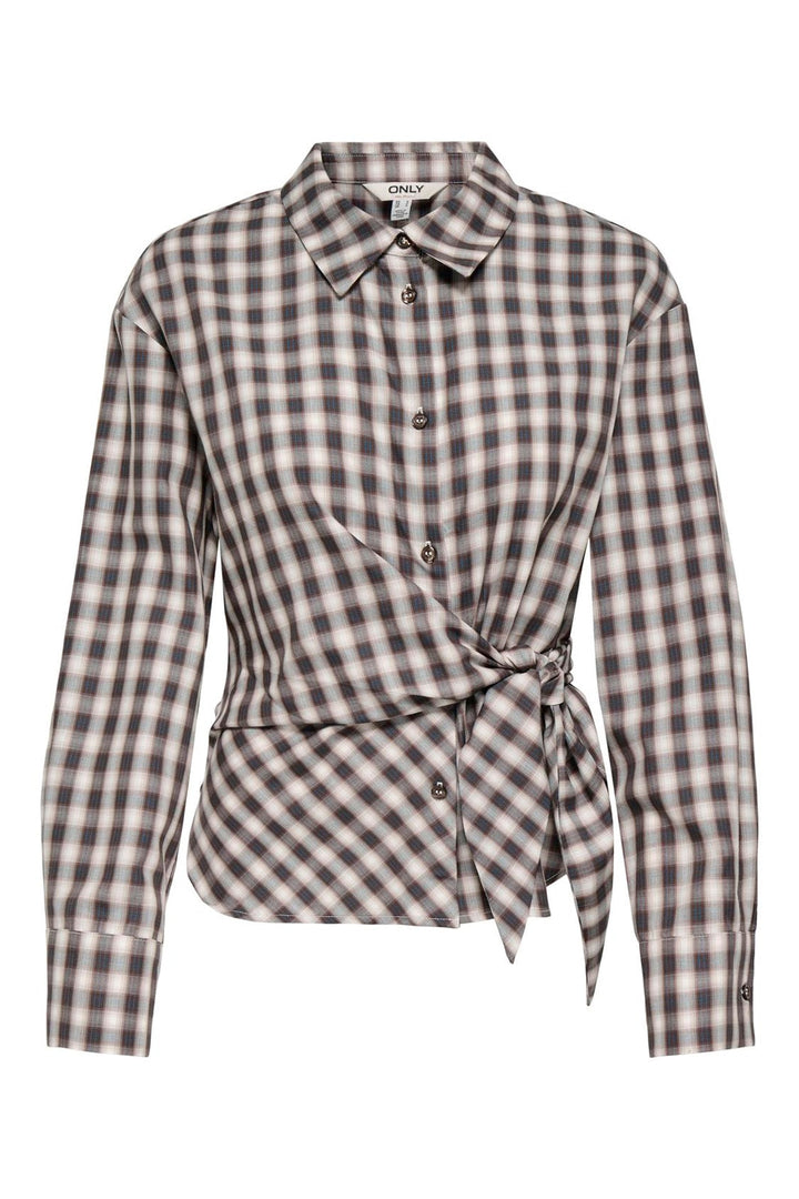 Only - Onlnola Ls Check Wrap Shirt - 5232776 Malt Ball White/Blue
