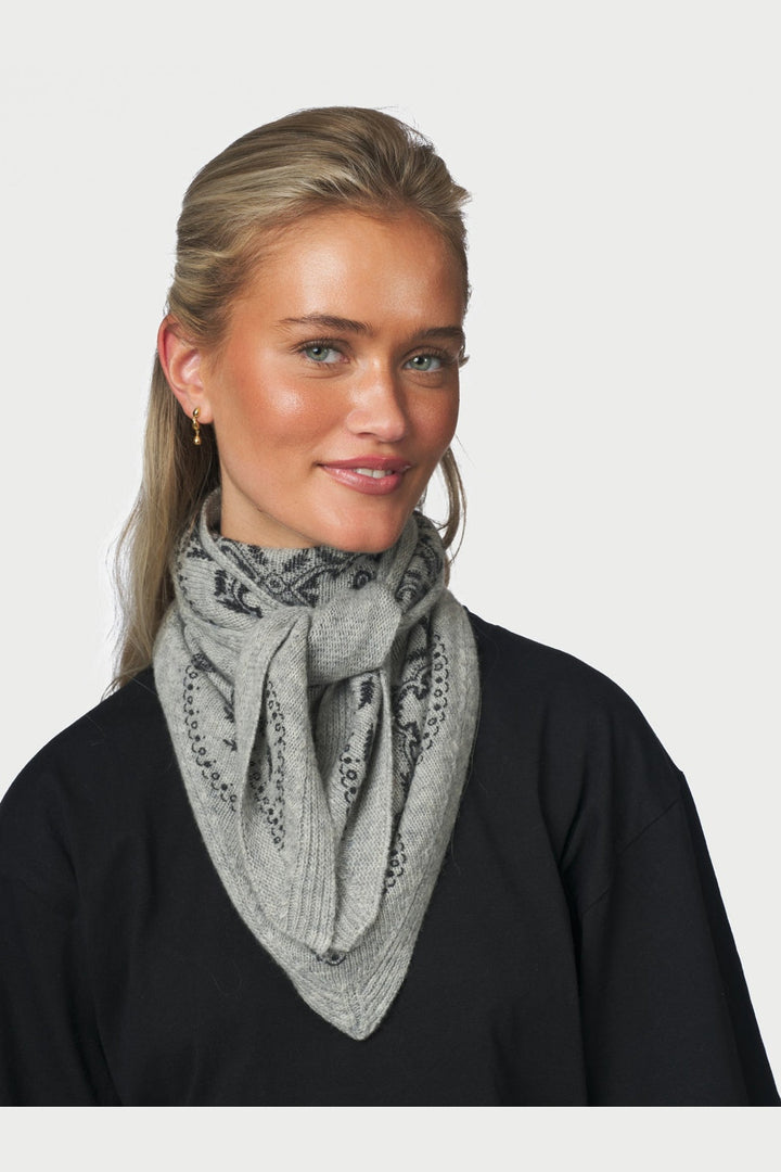 Neo Noir - Lolana Paisley Knit Scarf 170741 - 133 - Grey Melange