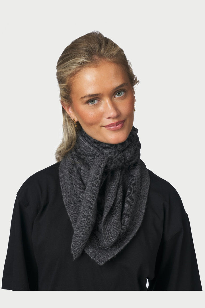 Neo Noir - Lolana Paisley Knit Scarf 170741 - 136 - Antracit Melange