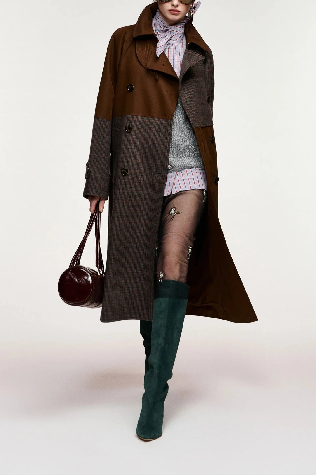 Essentiel Antwerp - Kagu Patchwork Trench Coat - K1ba Combo1 Bear Me Frakker 
