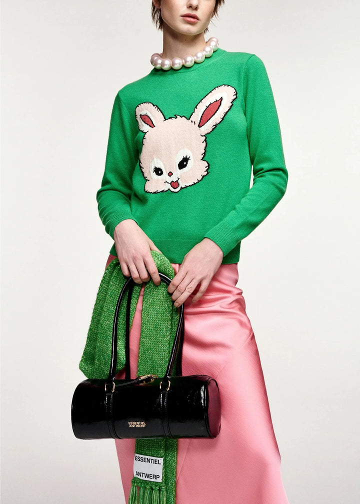 Essentiel Antwerp - Kapital Jacquard Rabbit Pull - K3kq Combo3 Kiwi Queen Bluser 