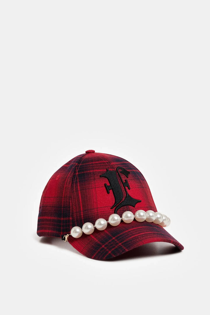 Essentiel Antwerp - Kross Checked Cap With Pearls - K1fs Combo1 Firestarter Kasketter 