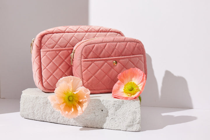 Fan Palm - Beauty Bag Velvet - Rose Velvet Toilettasker 