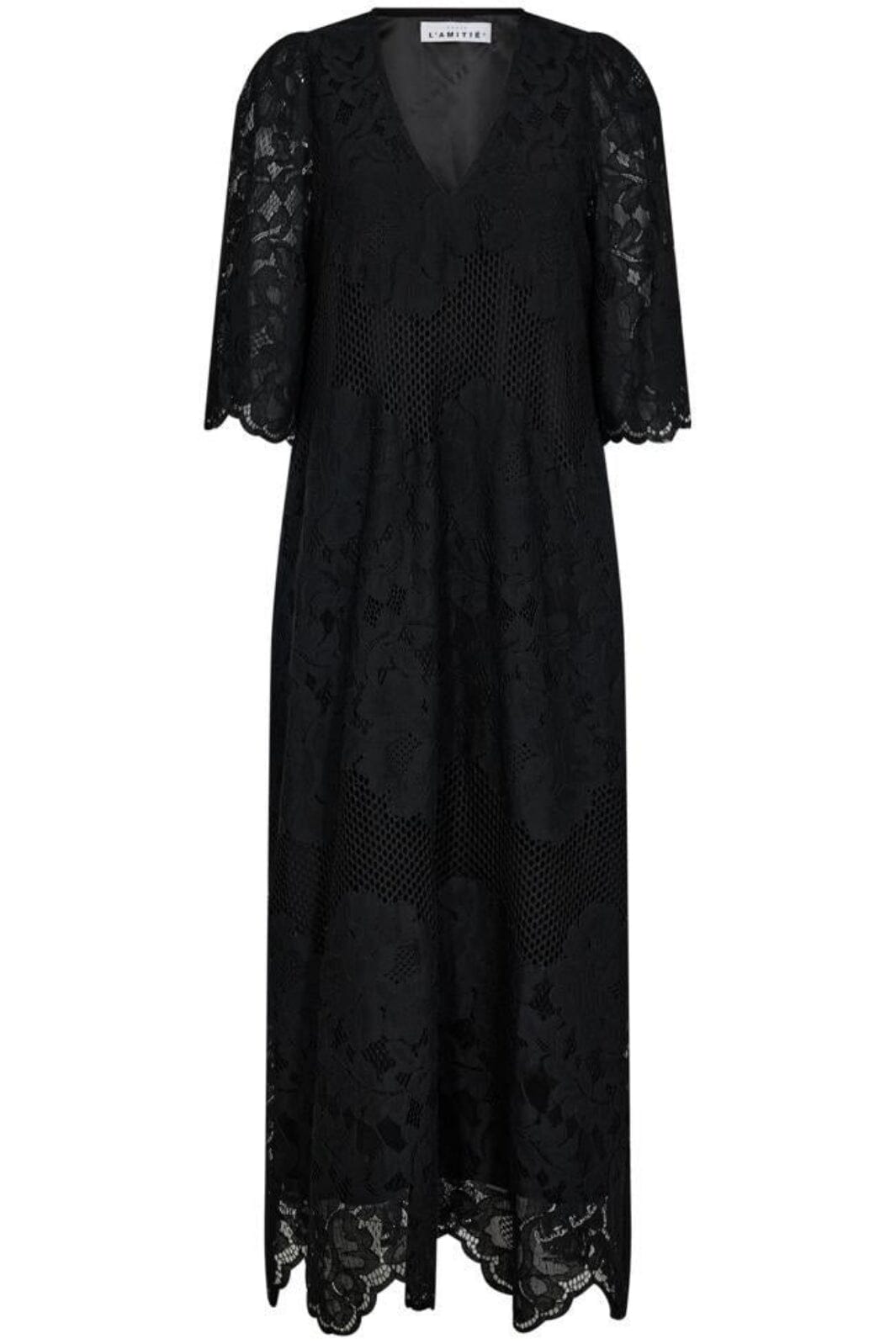 Haute L'Amitié - Curvey Lace Hem Dress HL10009 - Black