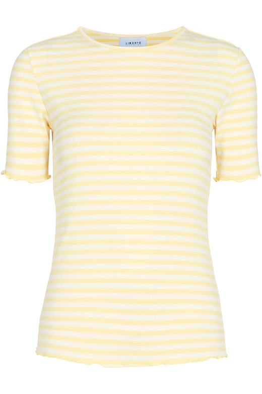 Forudbestilling - Liberte - Natalia-Ss-Blouse - Yellow Creme Stripe (Juni) T-shirts 