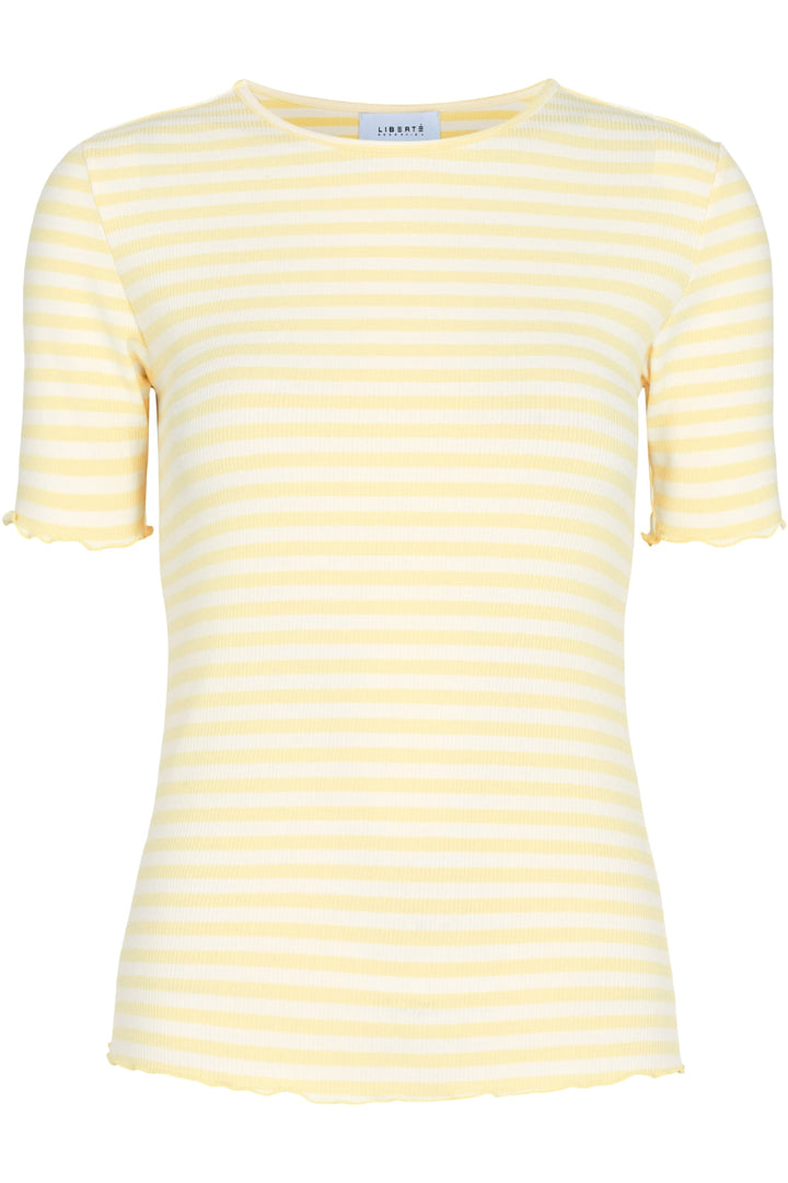 Forudbestilling - Liberte - Natalia-Ss-Blouse - Yellow Creme Stripe (Juni) T-shirts 
