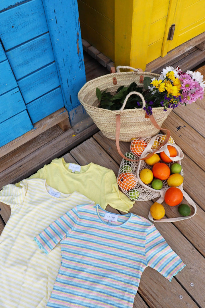 Forudbestilling - Liberte - Natalia-Ss-Blouse - Yellow Creme Stripe (Juni) T-shirts 