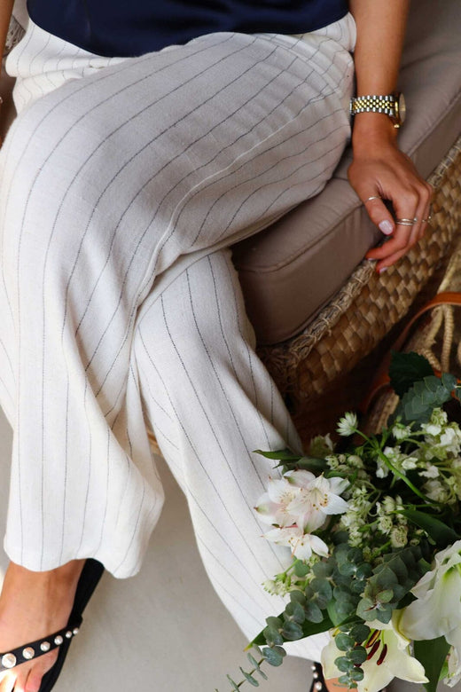 Liberte - Neo-Pants 22199 - Nature Pinstripe
