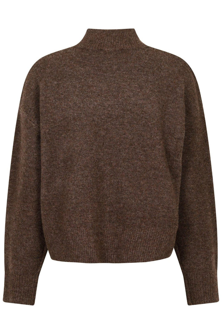 Forudbestilling - Neo Noir - Paulina Knit Blouse - Brown Melange Strikbluser 
