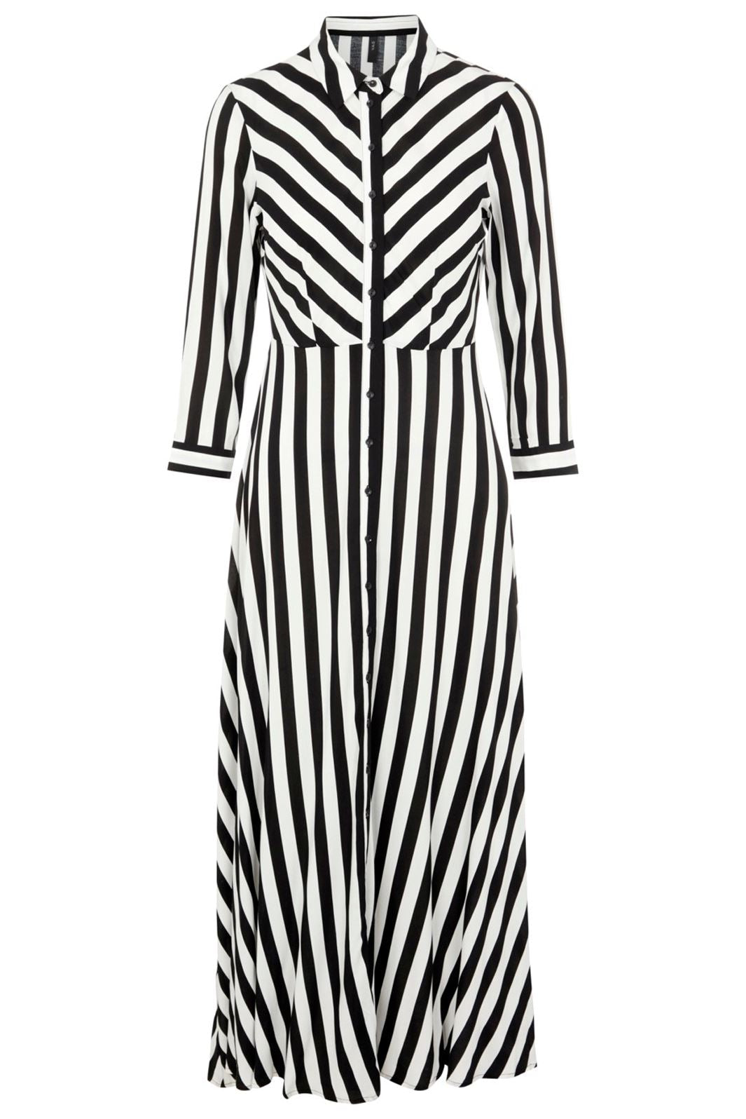 Forudbestilling - Y.A.S - YasSavanna Long Shirt Dress - Black W. White Stripes (Slut Januar) Kjoler 