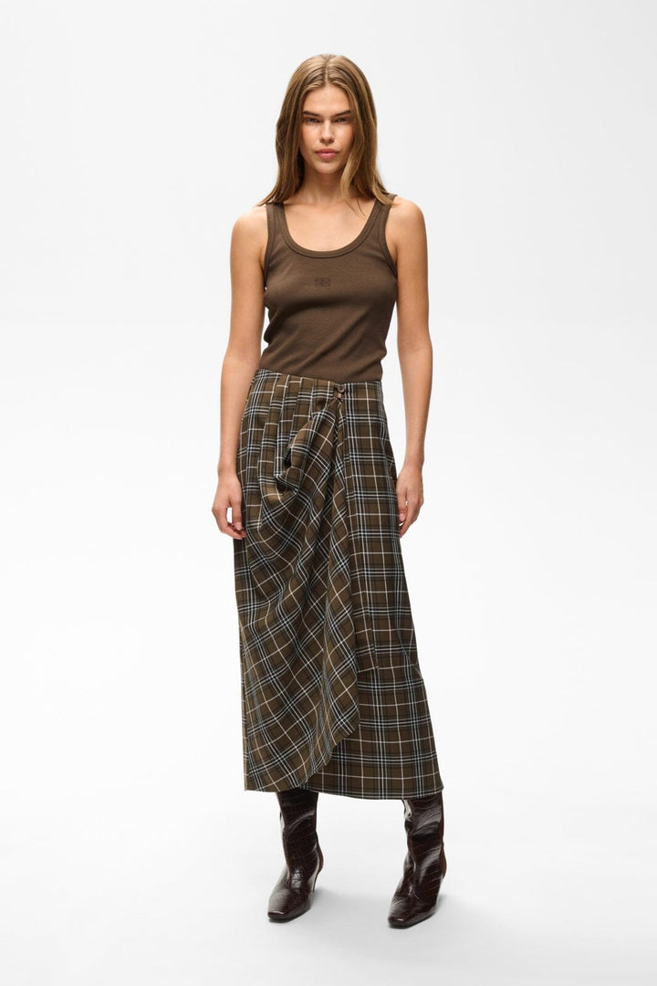 Gestuz - Gzaleya Skirt 10911453 - 109881 - Green Olive Check