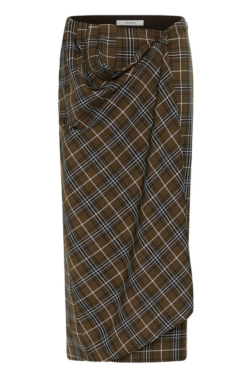 Gestuz - Gzaleya Skirt 10911453 - 109881 - Green Olive Check