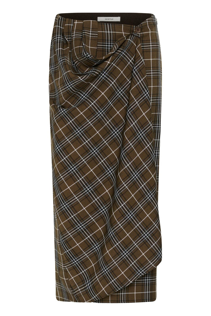 Gestuz - Gzaleya Skirt 10911453 - 109881 - Green Olive Check