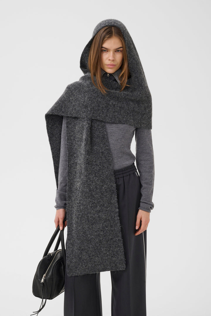 Gestuz - Gzalpha Hoodscarf 10911662 - 106286 - Charcoal Melange Tørklæder 