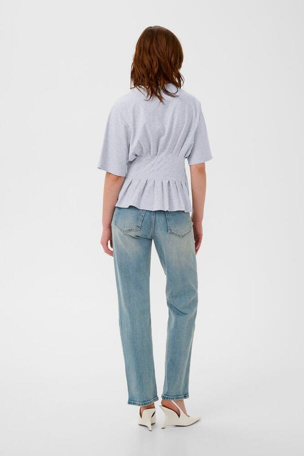 Gestuz - Gzinez Tee 10910147 - 108958 - Ultra Light Grey Mélange Bluser 