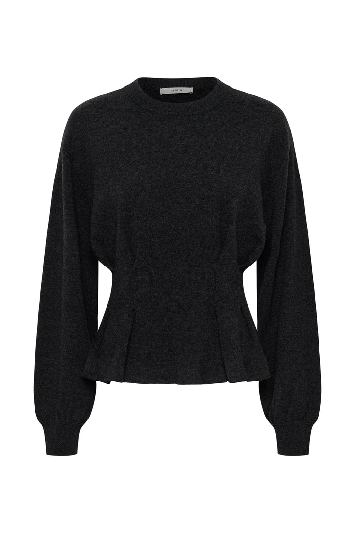 Gestuz - Gzmanzi Waist Pullover 10911492 - 106530 - Deep Graphite Melange Strikbluser 