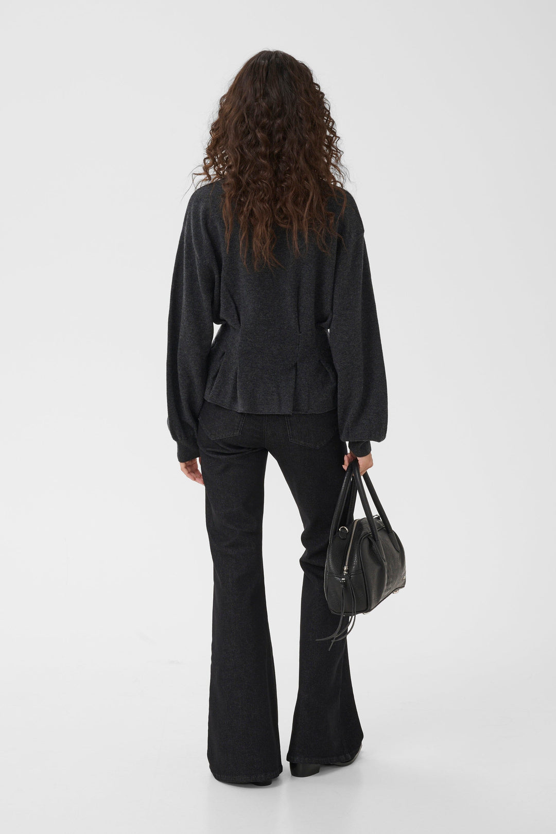 Gestuz - Gzmanzi Waist Pullover 10911492 - 106530 - Deep Graphite Melange Strikbluser 