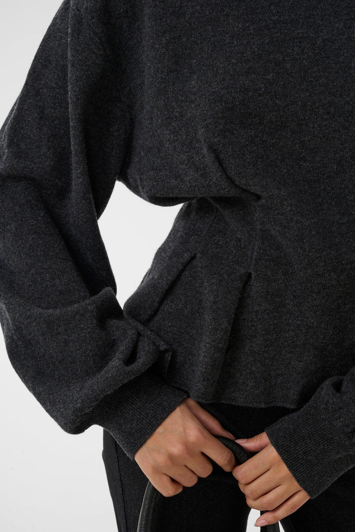 Gestuz - Gzmanzi Waist Pullover 10911492 - 106530 - Deep Graphite Melange Strikbluser 