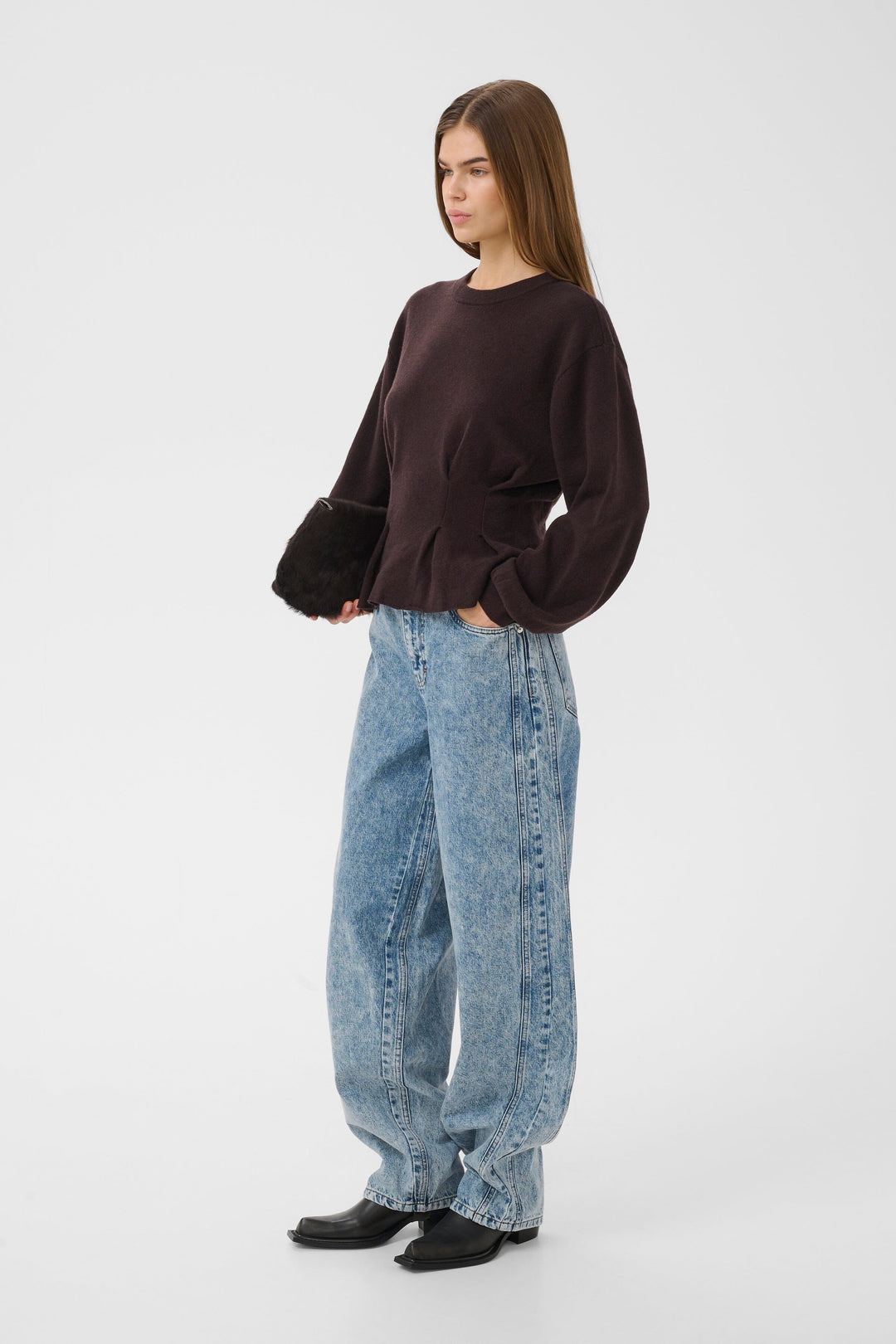 Gestuz - Gzmanzi Waist Pullover 10911492 - 191018 - Ganache Strikbluser 