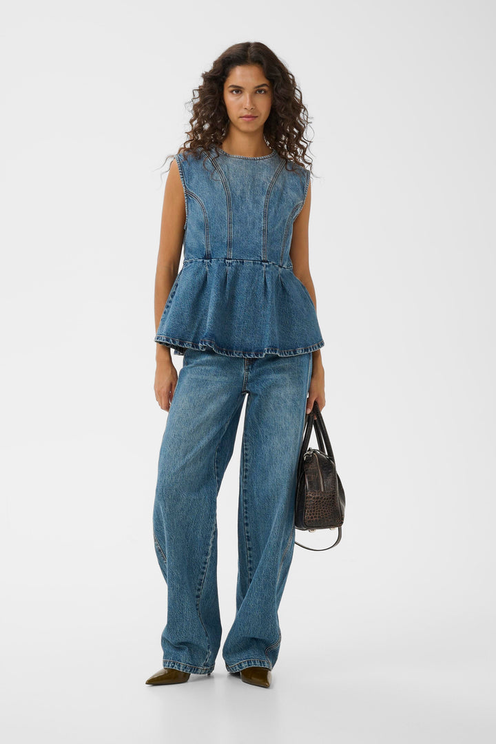 Gestuz - Gzmelu Sl Top 10911346 - 109598 - Classic Mid Blue Wash Toppe 