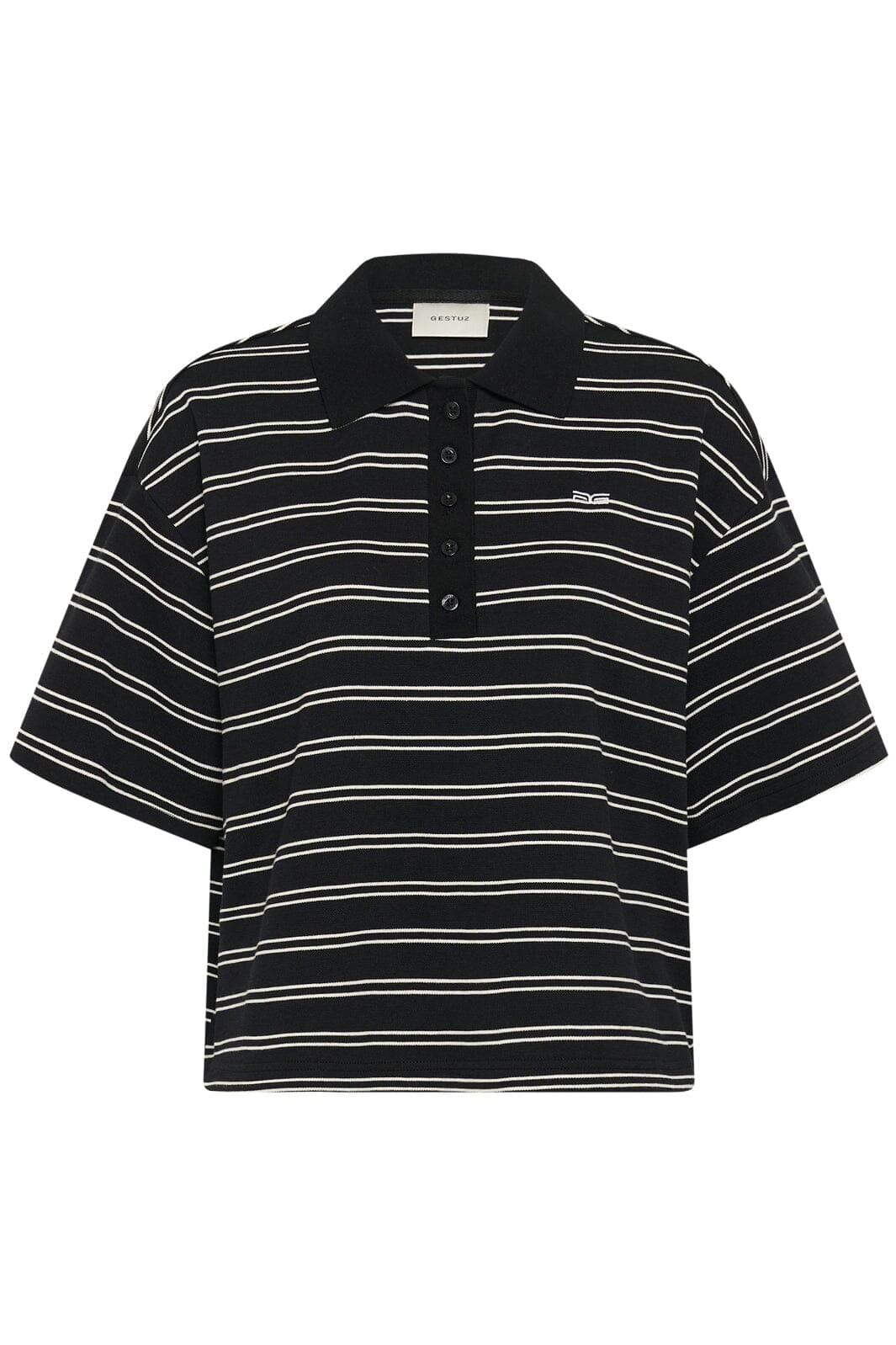 Gestuz - Gzpilova Polo Tee 10911229 - 109751 - Black White Striped T-shirts 