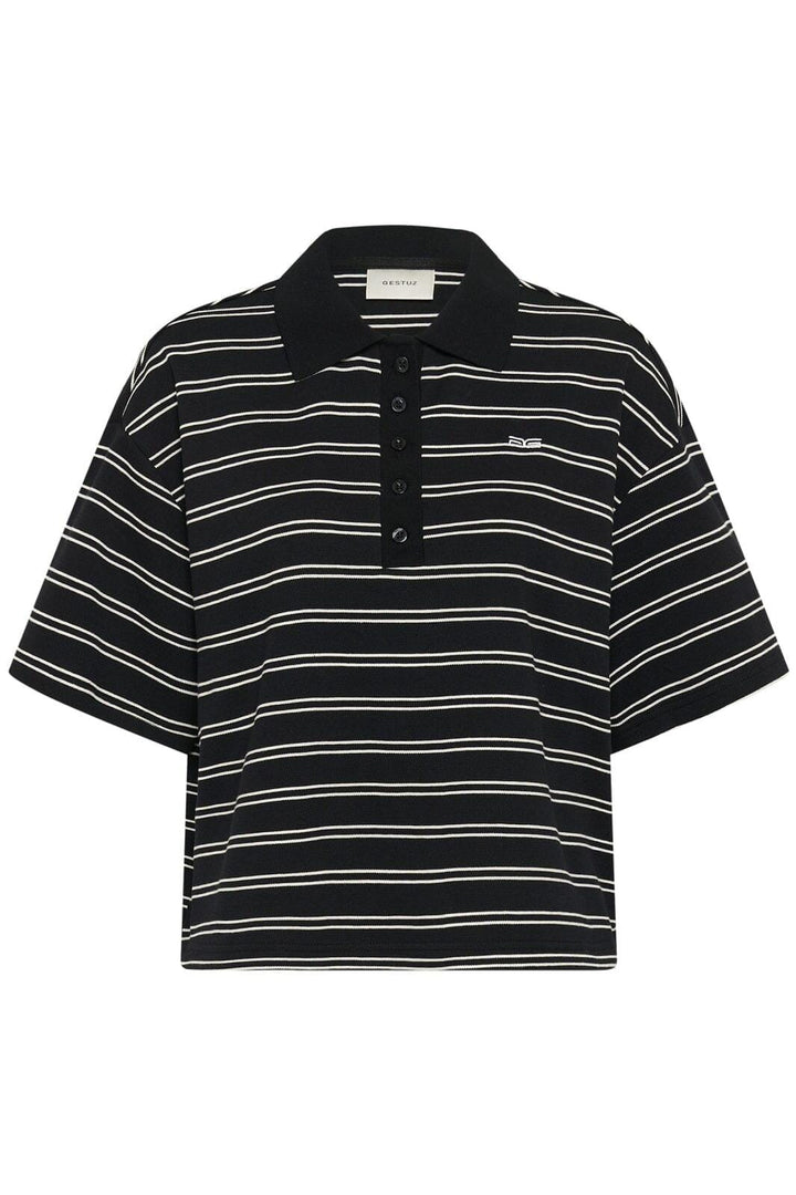 Gestuz - Gzpilova Polo Tee 10911229 - 109751 - Black White Striped T-shirts 