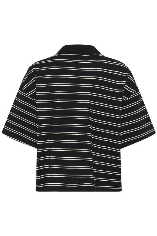 Gestuz - Gzpilova Polo Tee 10911229 - 109751 - Black White Striped T-shirts 