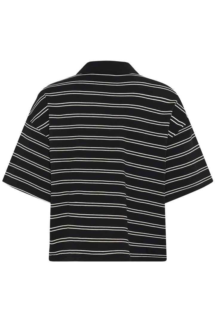 Gestuz - Gzpilova Polo Tee 10911229 - 109751 - Black White Striped T-shirts 