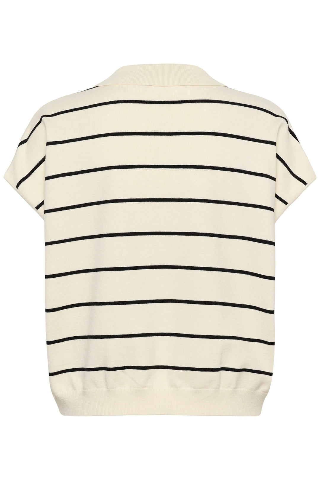 Gestuz - Gzsaia Ss Polo Pullover 10911206 - 109393 - Egret/Black Striped Strikbluser 